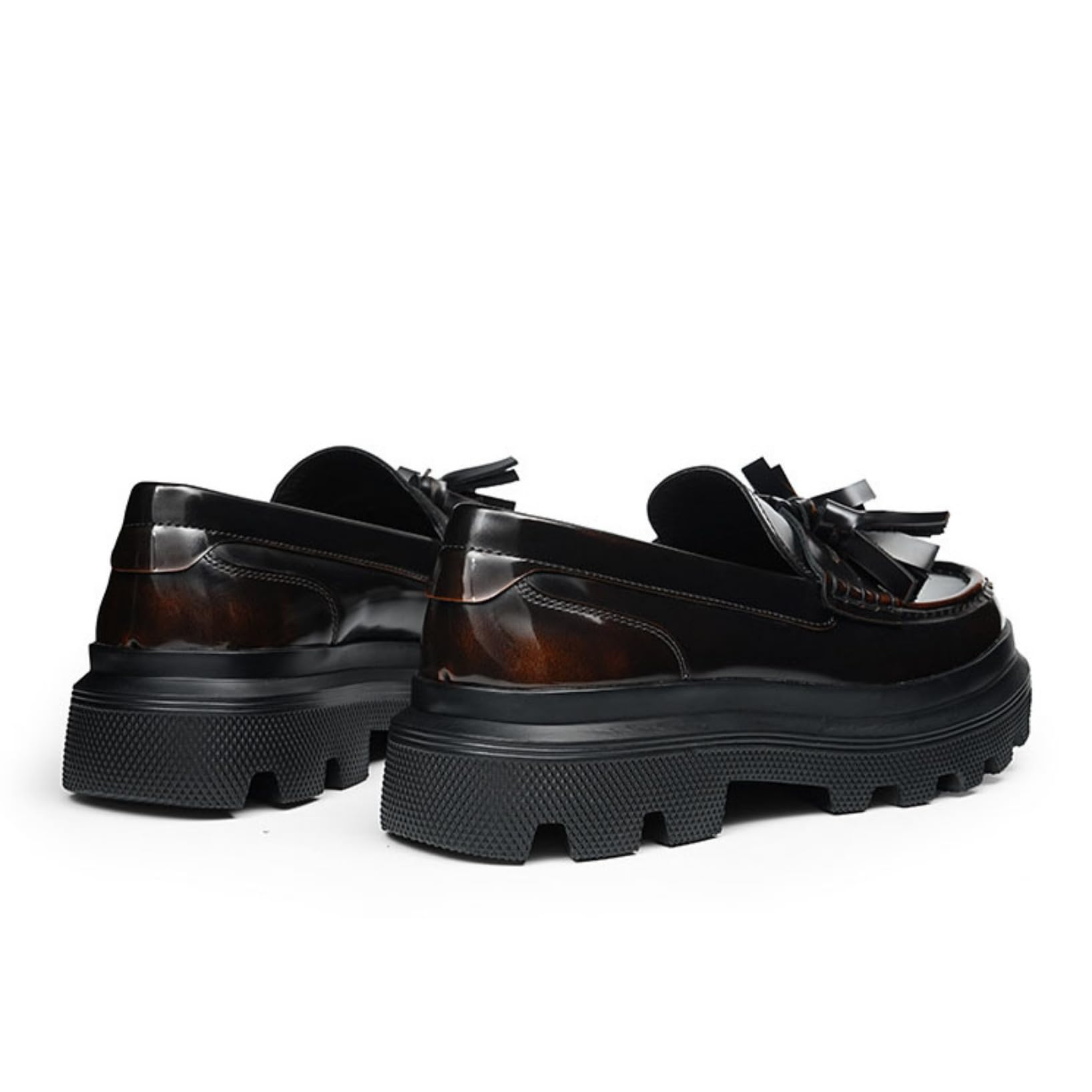 Generico Mocassini Uomo in Pelle Verniciata Slip on Scarpe Eleganti Business con Nappine Punta Tonda con Plateau Mocassini Confortevoli