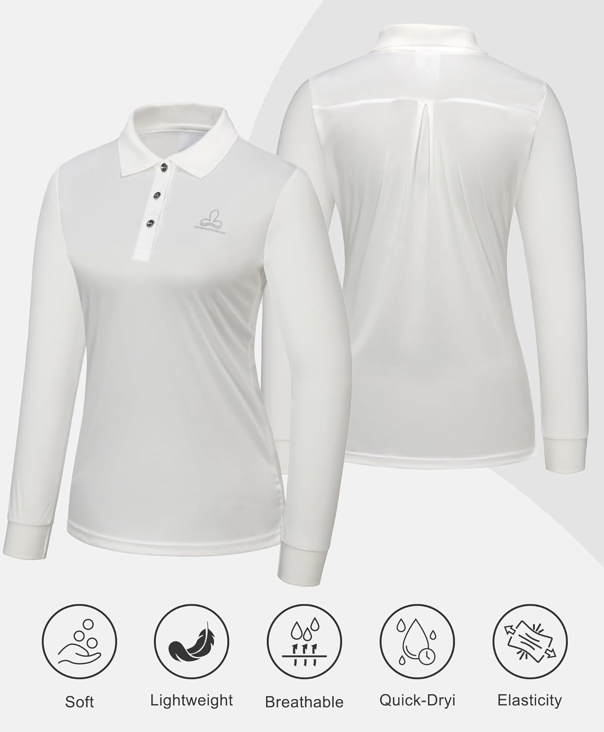 Little Donkey Andy Women's Long Sleeve Golf Athletic Polo Shirt Lightweight Quick Dry UPF50+ Moisture-Wicking 3-Button Design - Image 6