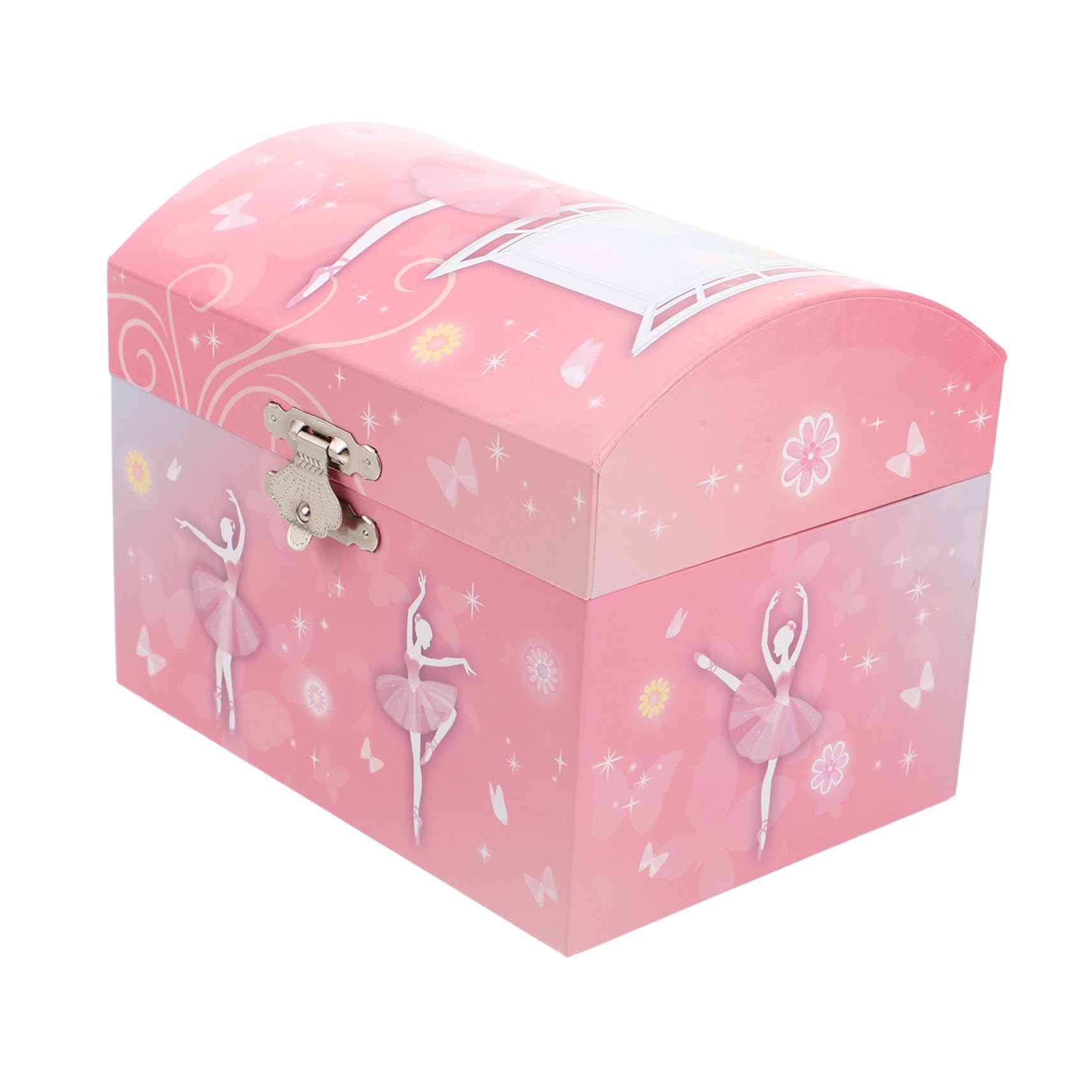 Cabilock Joyero Musical de Bailarina con Espejo, Caja de Música Infantil para Niñas, Organizador de Joyas Rosa con Compartimentos, Obsequio de Cumpleaños