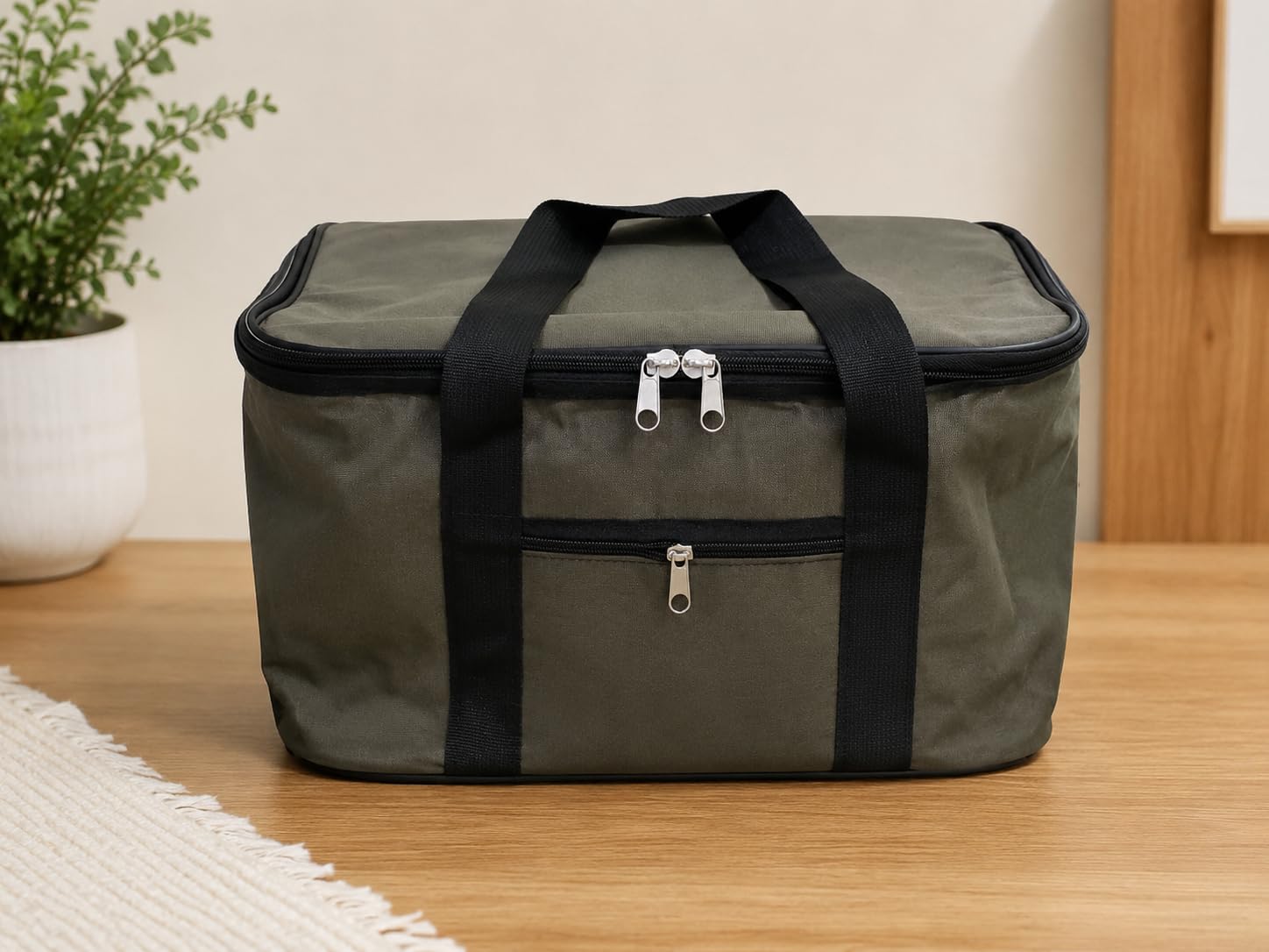 DORDOİ Haki Gri Renk 22 Litre Termal Piknik ve Taşıma Çantası – Su Geçirmez Kumaş, Kalın Yalıtımlı İç Kaplama, 2 Bölmeli Soğuk-Sıcak Tutucu Çanta (39x27x23 cm)