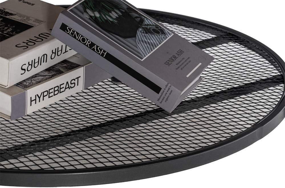 VINGLI Round Coffee Table with Storage - 31.5" Rustic Farmhouse Design, Industrial Style with Metal Shelf