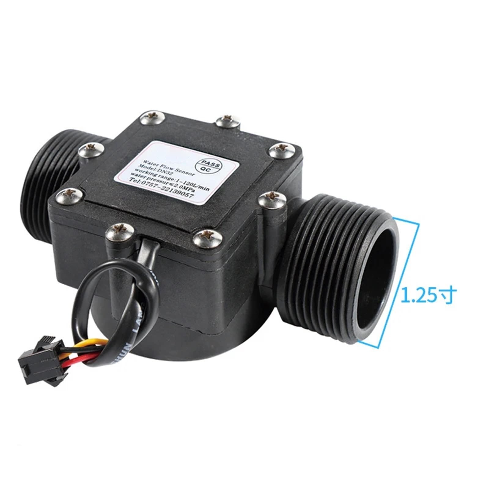 Sensor de flujo de agua de 1-1/4", 1-1/2" y 2" de diámetro, interruptor medidor de flujo de líquido for control de agua(1-1/4")