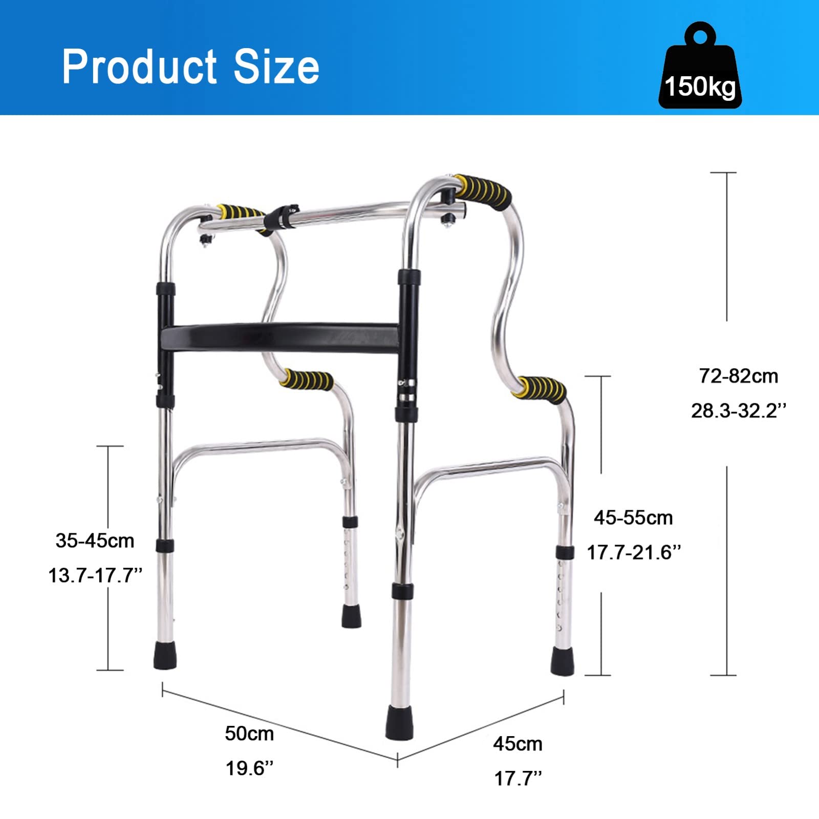 Andador vertical plegable de aluminio para ancianos, andador ligero con asiento y ruedas, marco de movilidad ajustable para discapacitados, uso en interiores y exteriores