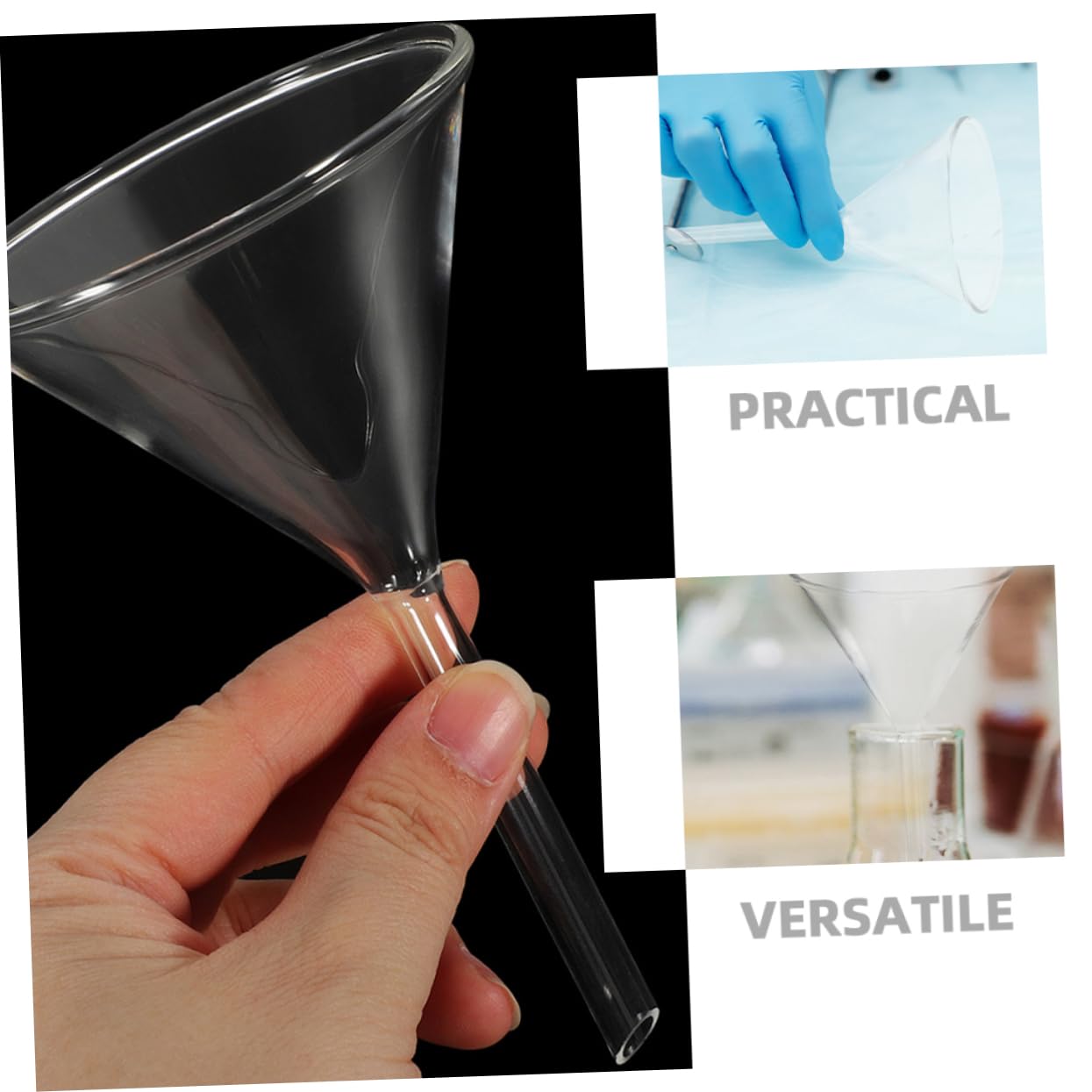 Cabilock 8pezzi Imbuto in Vetro Trasparente Per Laboratorio Stelo Dimensioni Variabili Imbuto Di Riempimento Scientifico Filtrante Da Laboratorio
