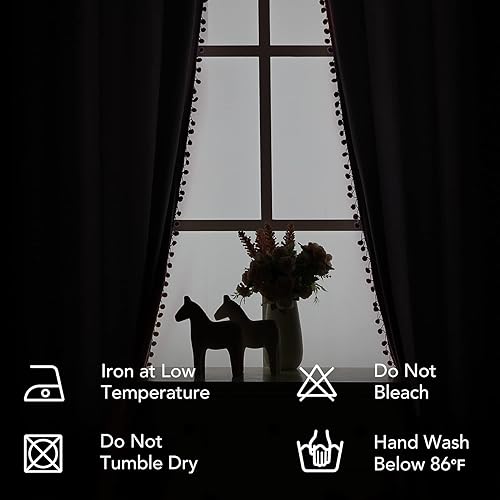 Miniatura 8 de MISS SELECTEX Cortinas de terciopelo con pompones para sala de estar, cortinas suaves para oscurecer la habitación, cortinas de 84 pulgadas de largo