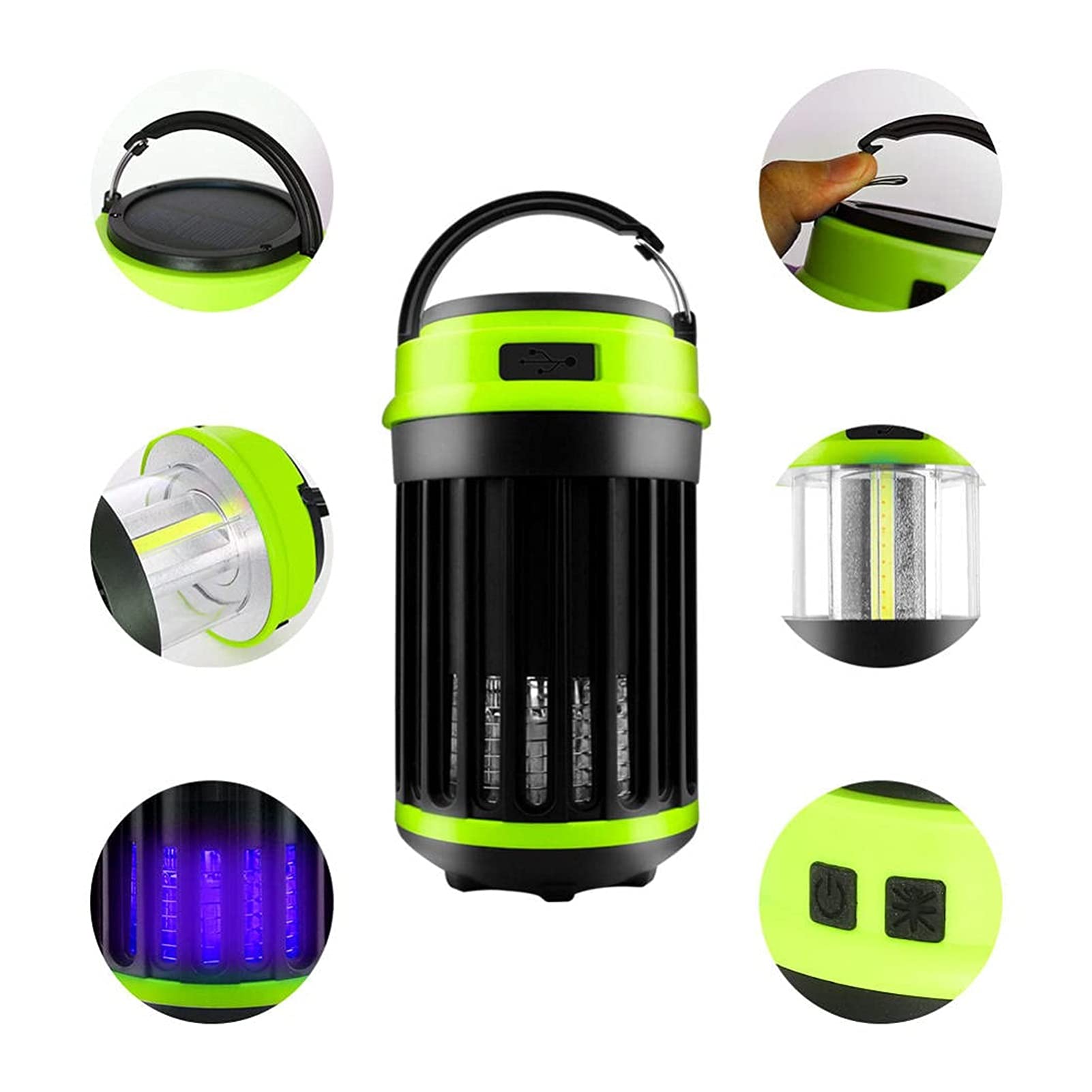 TEmkin Lampada Solare elettrica antizanzare a LED Lampada Repellente per zanzare silenziosa per Esterni Illuminazione Ricaricabile per zanzare Antizanzare a Doppio Scopo Repellente per Insetti (A)