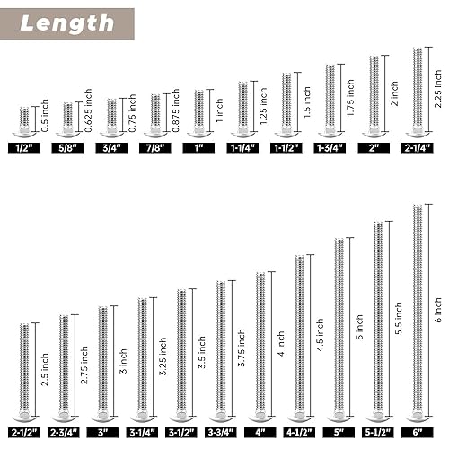 Miniatura 4 de Glvaner Tornillos de acero inoxidable de 3/8-16 x 3-1/2 pulgadas, cabeza redonda, cuello cuadrado, tuercas hexagonales y arandelas planas, acero