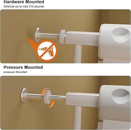 Miniatura 30 de Puerta pequeña y estrecha para bebés para escaleras, puertas, pasillos de 24 a 29 pulgadas de ancho, puerta de bebé montada a presión para caminar a