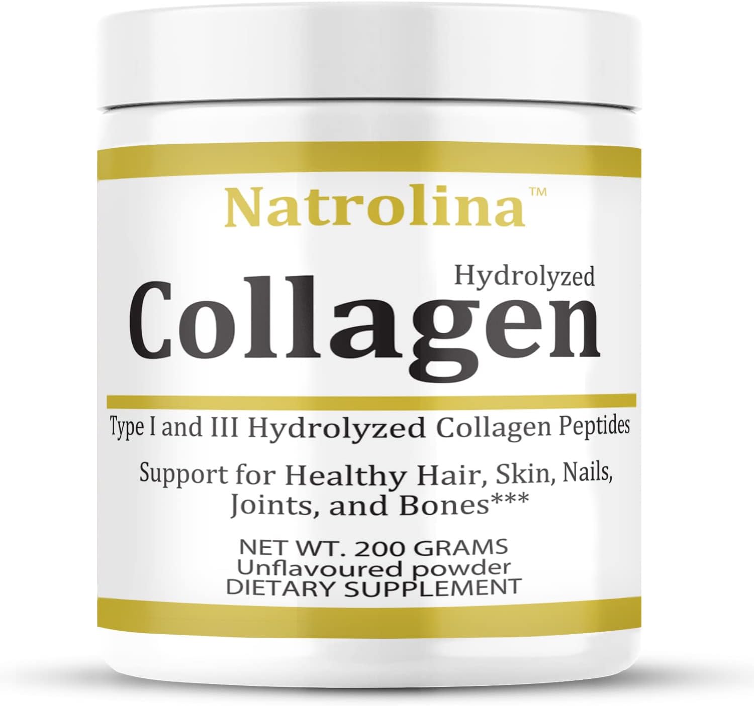 Natrolina Organics Hydrolyzed Collagen Peptides Powder 200g Type I & 3 Unflavoured Collagen for Healthy Skin, Hair, Nails, Joints & Bones Support | Anti Aging Joint Formula Collagen Powder Supplement