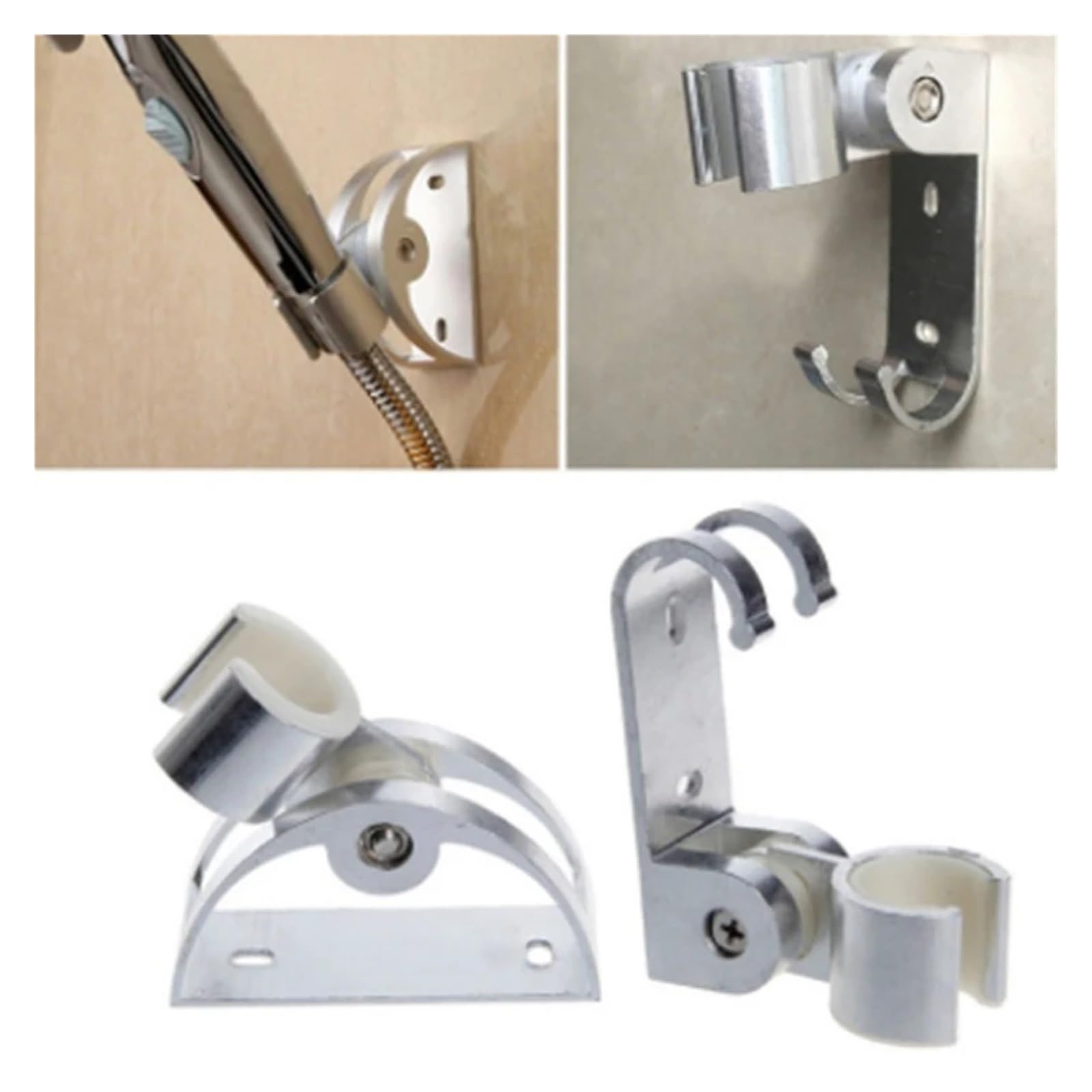 Soporte de ducha de mano con ventosa ajustable, soporte de riel de ducha chapado completo, accesorios de baño elegantes para una fácil instalación (plateado)