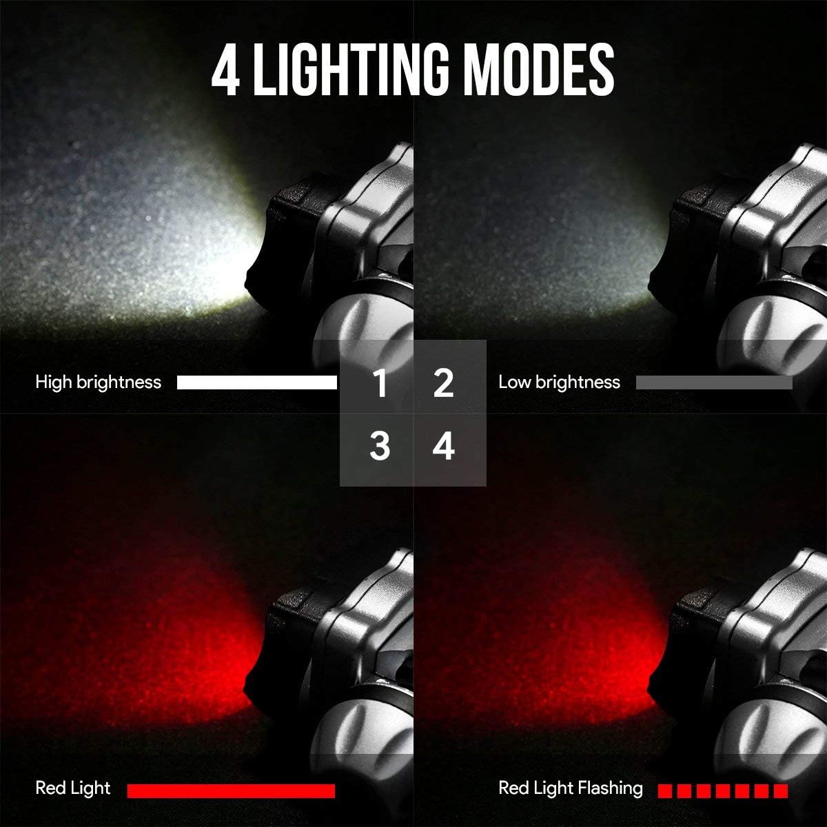LED Headlamp Flashlight, Headlight with Red Light, IPX4 Waterproof, Adjustable for Adults, Perfect for Running, Hiking, Reading Camping, Fishing and Outdoors, 3 AAA Batteries Included by LE