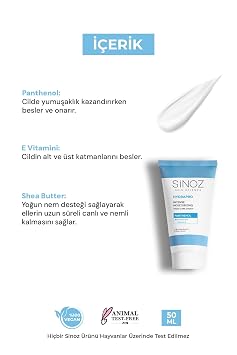 Sinoz Intensive Moisturizing Hand Care Cream | With Vitamin E & Panthenol | Nourishes Dry, Chapped Hands | Non-Sticky, Fast-Absorbing Formula | 50 ml