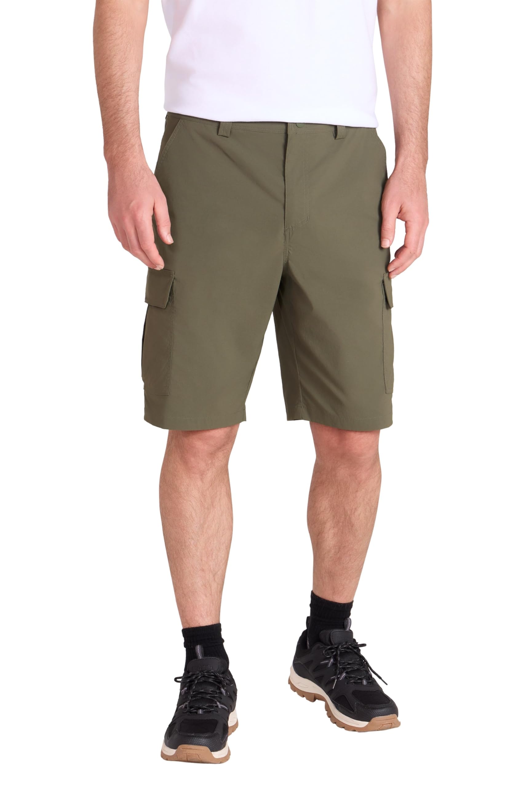 Mountain Warehouse Men's Khaki Delta Cargo Stretch Short - Stretchy, Uv Protect & Quick Dry Short Pants, Multi Pockets - Spring Summer, Beach, Walking, Hiking, Outdoors W42