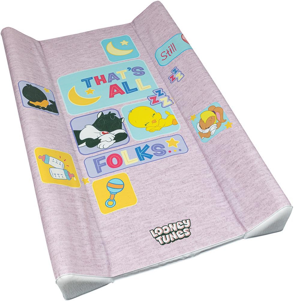 Warner Bros Looney Tunes piano cambio con sponde e grafiche di Titti e Silvestro, materassino fasciatoio da tavolo per bambini, misure 81x50x9,5 cm