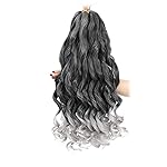 French Curly Braiding Hair 12 Inch 8 Packs - Pre Stretched Bouncy Braiding Hair- Loose Wavy Synthetic Hair Extensions For Black Women (12 inch 8 packs 1B/Grey)