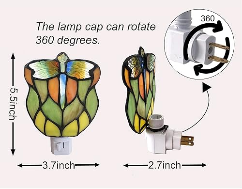 Miniatura 3 de Luz nocturna de libélula de vidrieras, adecuada para dormitorio, pasillo, baño, habitación de los niños, esto sería un gran regalo para un