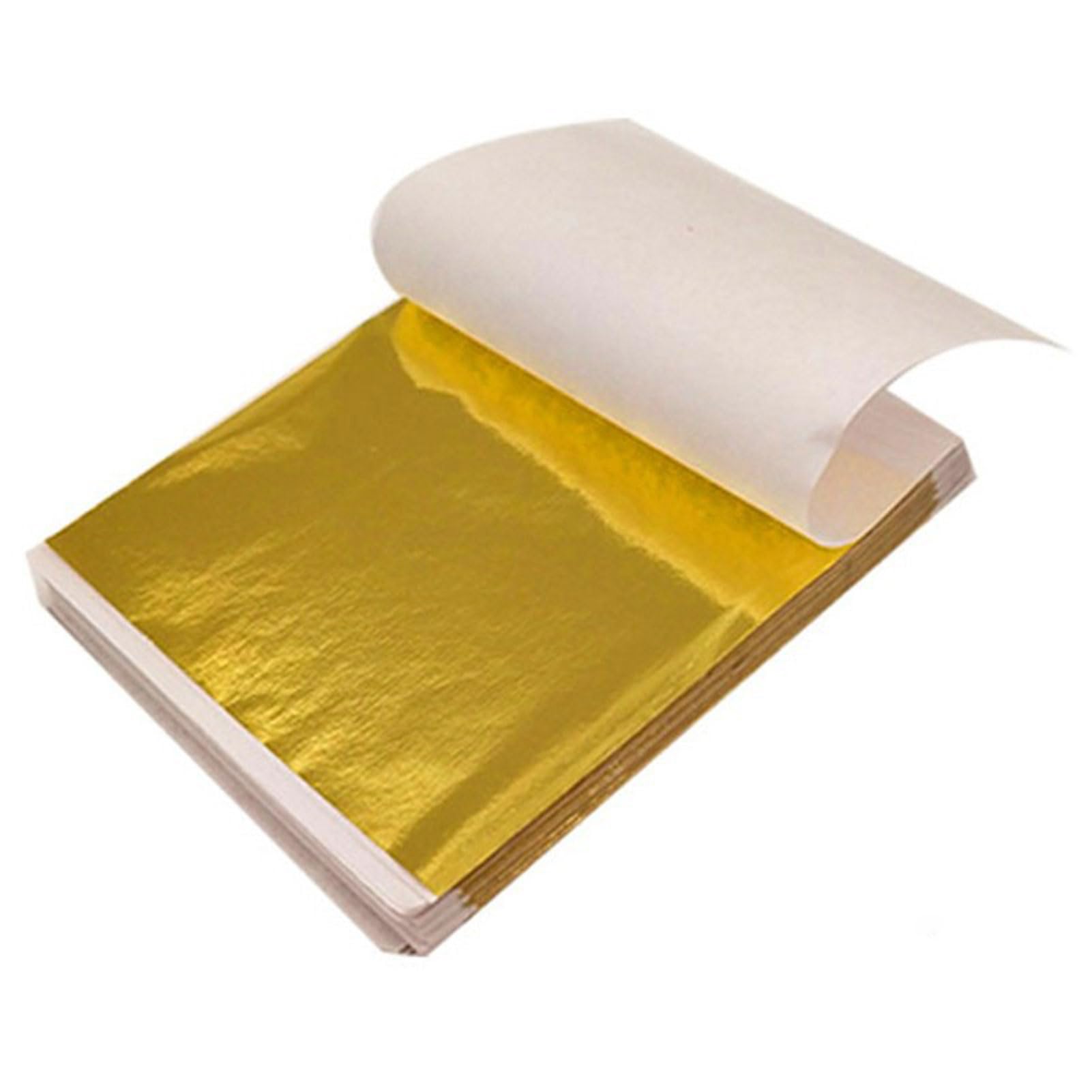 Gold Leaf Sheets,100 Sheets Crafts Gold Foil Paper Leaf Multipurpose Decorative Gold Foil Sheets for DIY Art Decoration K Gold Foil
