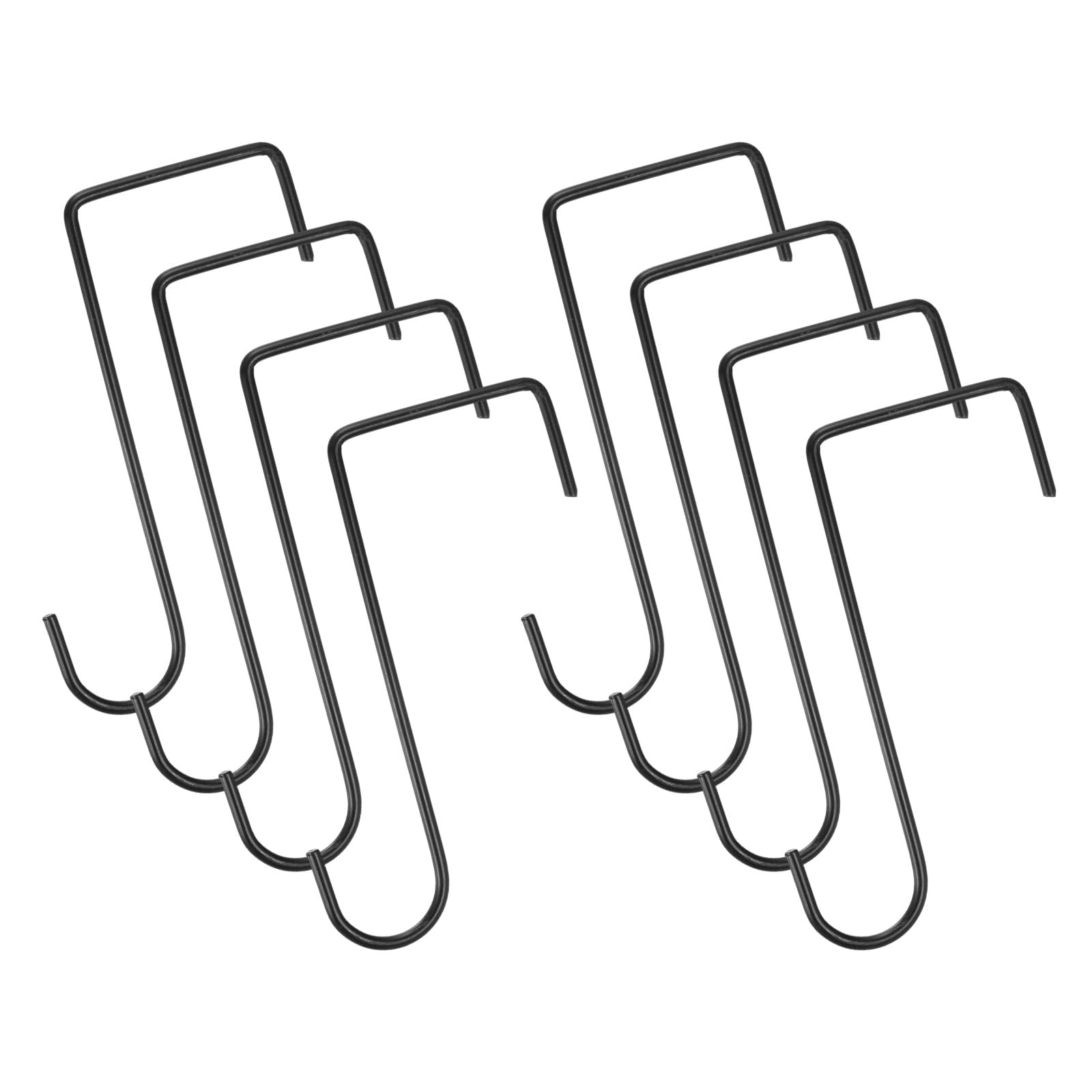M METERXITY 8-Pack Vinyl Fence Hooks, 3 x 8 Inch Powder Coated Steel Hangers for Kitchen, Office, Gardening Tools, Plants & Planters, Patio Hangers [Z Shaped, Black]