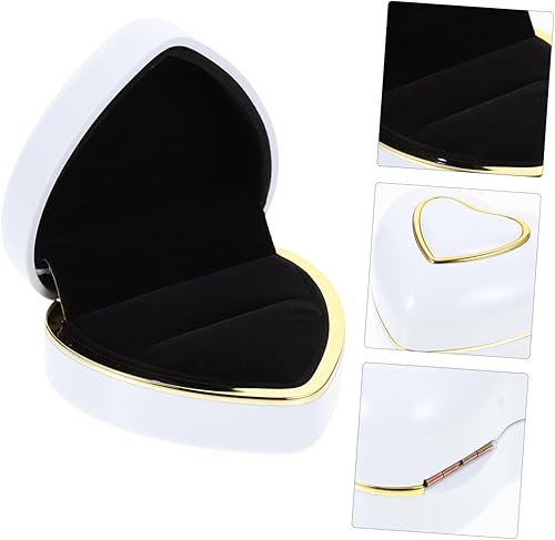 Miniatura 7 de HOOTNEE Contenedor negro para monedas, caja roja, caja de anillo iluminada, contenedores en forma de corazón, organizador de joyas, caja de