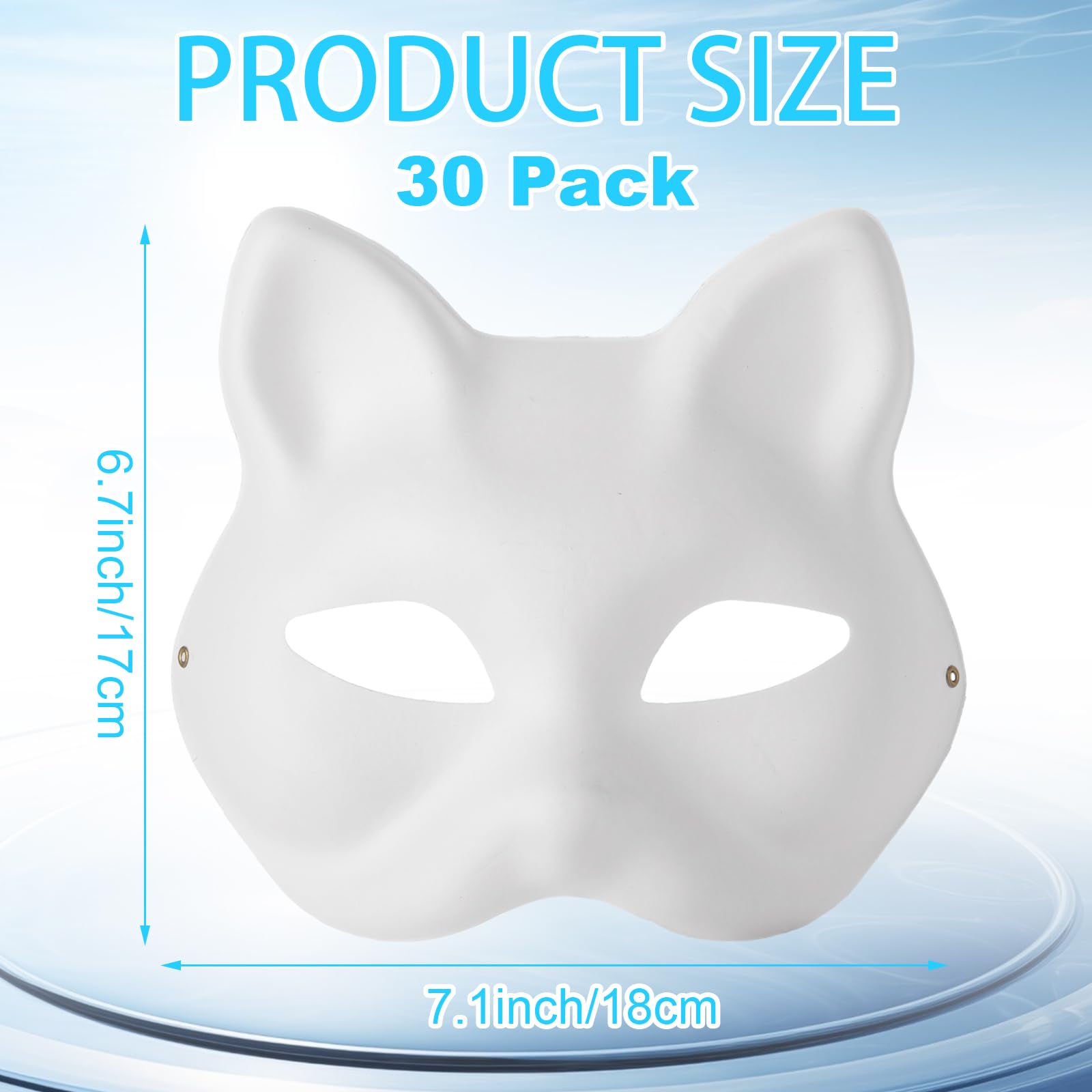 Oungy 30 PCS Therian Mask Cat Mask to Paint, White Paper Fox Masks Blank Mask DIY Halloween Mask Therian Costume Mask for Carnival Cosplay Party Dance Masquerade Costume Halloween