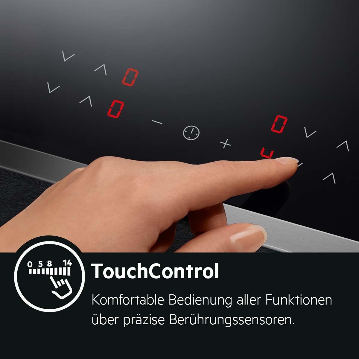 AEG Glaskeramik-Kochfeld Autark 60 cm 4 Kochzonen Aufliegend Bräter- & Mehrkreiskochzone UltraFlatrahmen Edelstahl Timer Kindersicherung TN64RA06XB