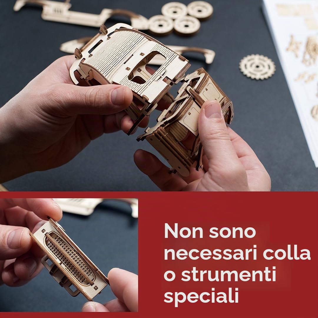 UGEARS Coupé Sportiva con Alettone - Modellismo Auto da Costruire Adulti - Puzzle 3D Legno Costruzioni per Adulti - Kit Modellino Auto da Costruire con Autentico Design ad Ali di Gabbiano