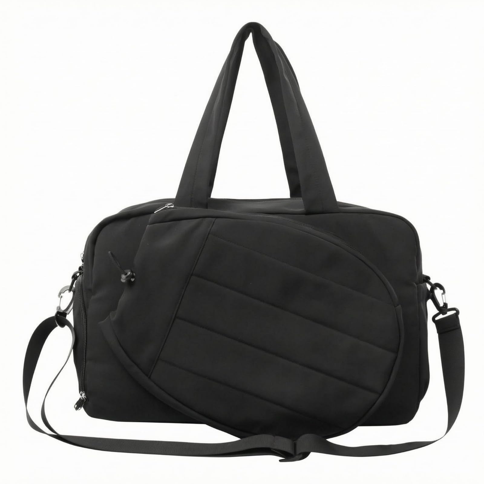 URJIX™ Detachable Strap Quilted Sports Bag Zippered Padded Black | Bag Carrying Options Organization Construction Black-picture-16