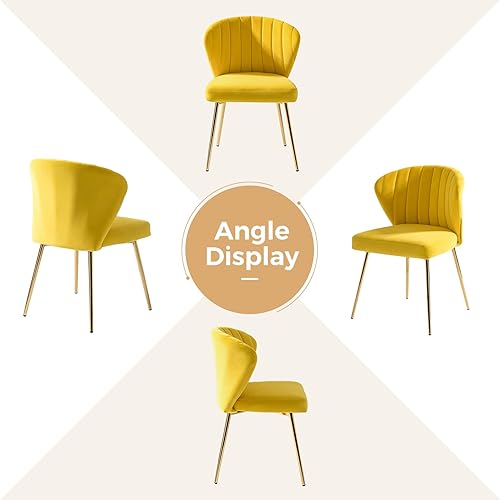 Miniatura 96 de HULALA HOME Silla de comedor de terciopelo, moderna silla de tocador pequeña con respaldo de patas de metal, elegante silla de acento copetuda sin