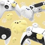 PlayVital Cute Thumb Grip Caps for ps5, Edge, ps4 Controller, Silicone Analog Stick Cover for Xbox Series X/S, Elite Series 2 Controller, Thumb Caps for Switch 2 Pro Controller - Fluffy & Winky Pups