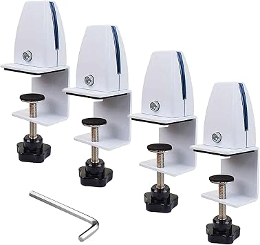 Sneeze Guard Support Clamps 4 pcs, Adjustable Office Partition Clamp, Acrylic Desk Divider Clamps, Plexiglass Partition Clips, Aluminum Privacy Panel Clips, Punch-Free Partition Clips White
