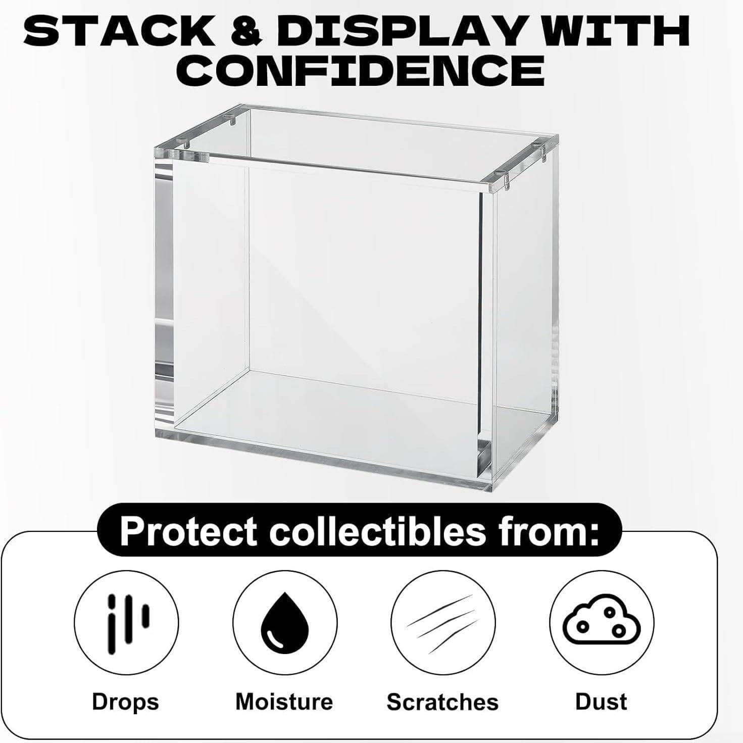 Minhe Acrylic TCG Booster Box Display Case Stackable Clear Storage Organizer with Magnetic Closure Secure Protection for Trading Card Game Collectors Home Office(5.5 * 3 * 4.9in)