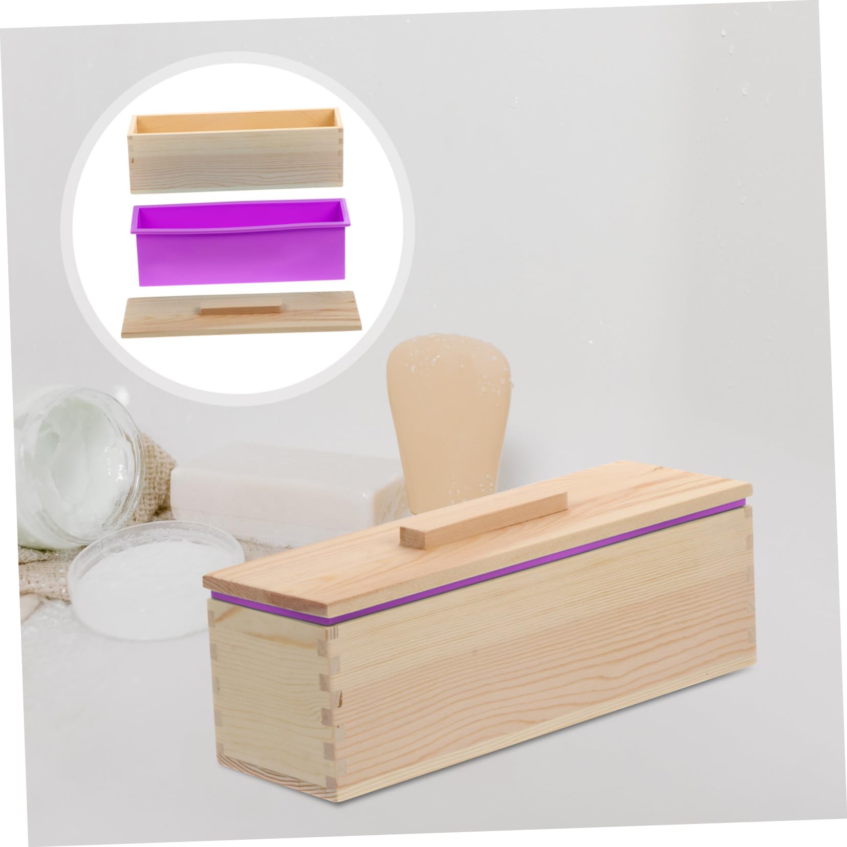 Molde de Caja de Madera para Jabón Reutilizable Púrpura