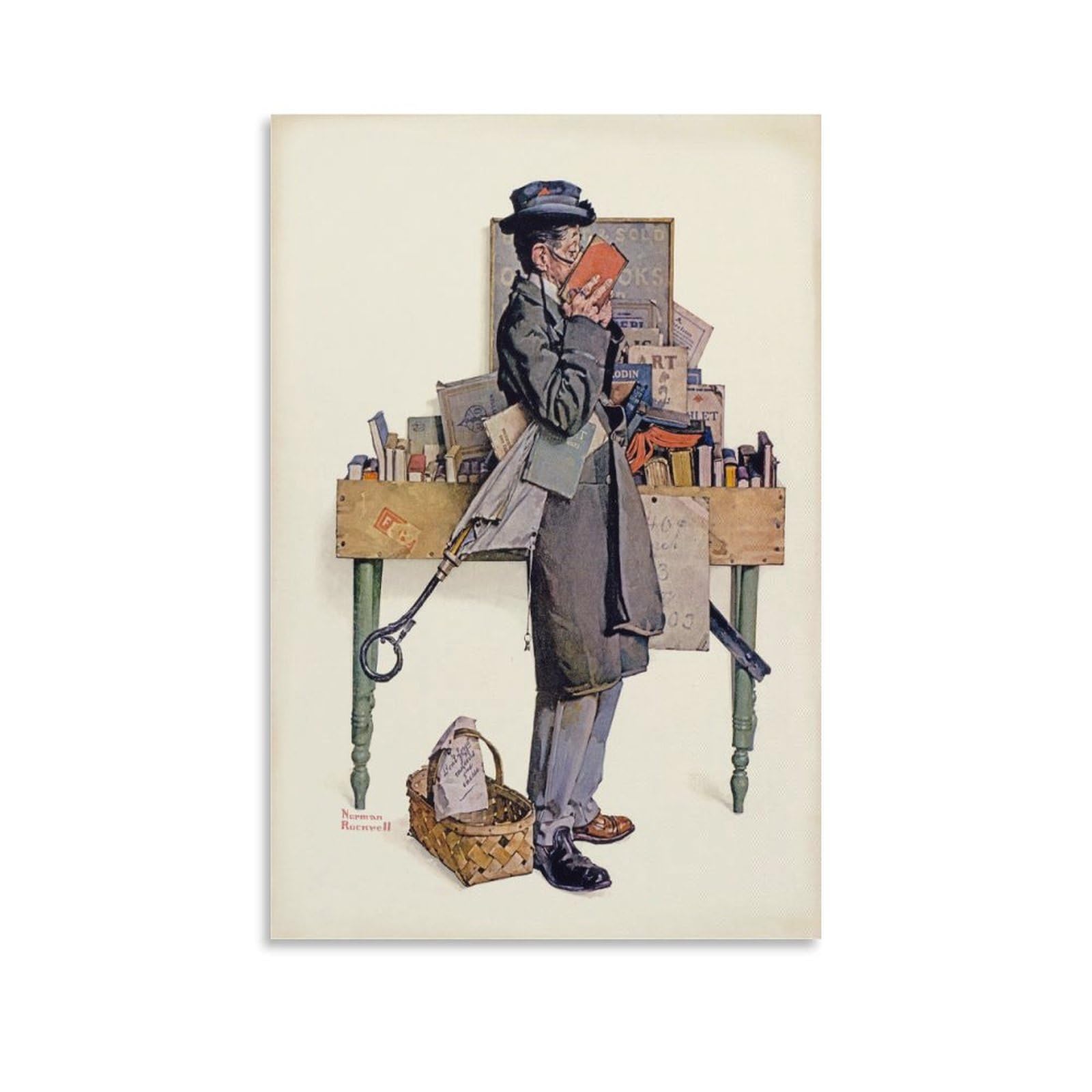 LZTEN Bookworm, 1926 by Norman Posters Rockwell Prints Posters Canvas Wall Art Oil Paintings Deco Unframed 12x18inch