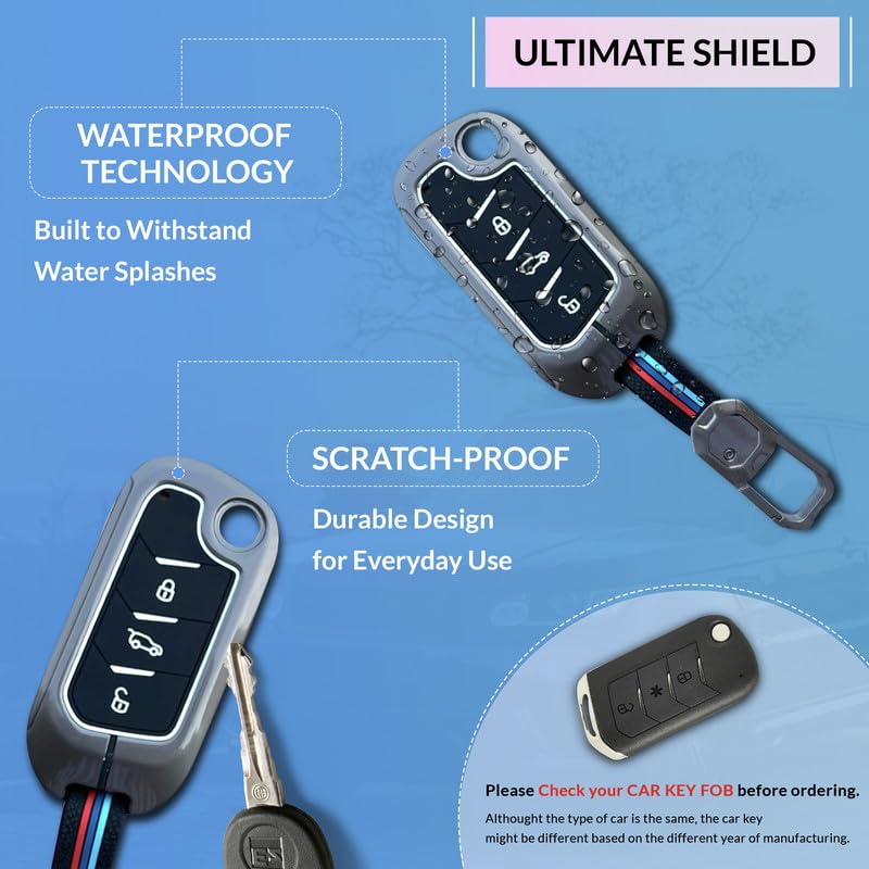 Image of NEODRIFT 'KeyShield' Car Key Cover for Mahindra TUV 300 Plus (Shape 1, 03 Buttons) (Durable, Stylish, and 360 Protection)