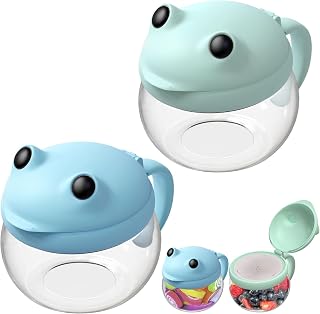 SELEWARE No Spill Snack Cups for Toddlers 2-Pack - Spill-Proof Snack Catcher with Handle, BPA-Free Tritan & Silicone - Easy Grip Kids Snack Container for On-The-Go, Dishwasher Safe (Green & Blue)
