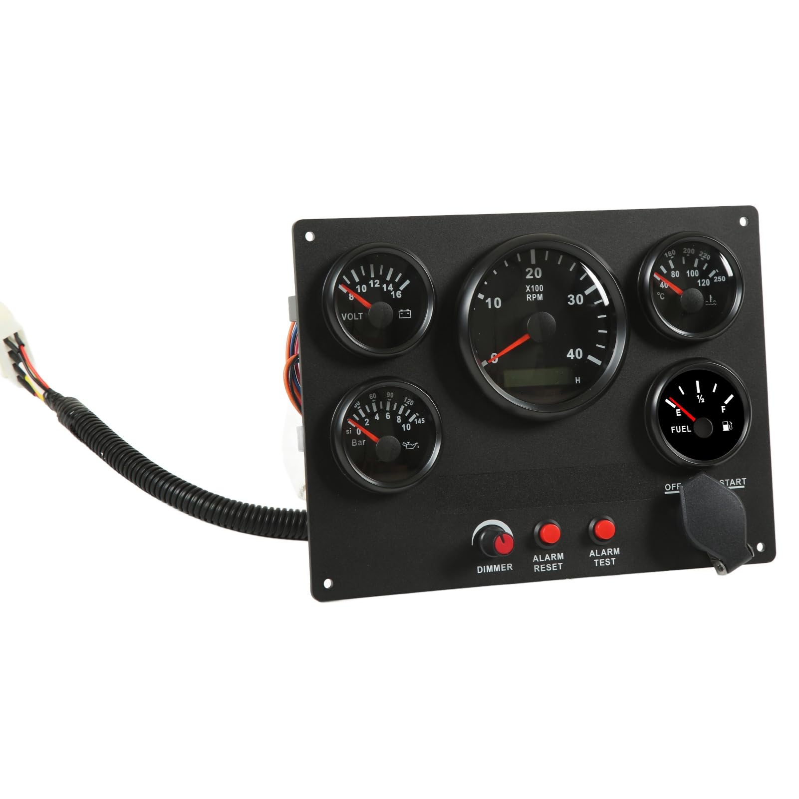 Yctze Boat Instrument Panel with 4000RPM Tachometer, Temp, Fuel, Boat Instrument Panel, RV, Yacht, Fishing Set, Marine Dashboard, 4000RPM Tachom (Black Dial)