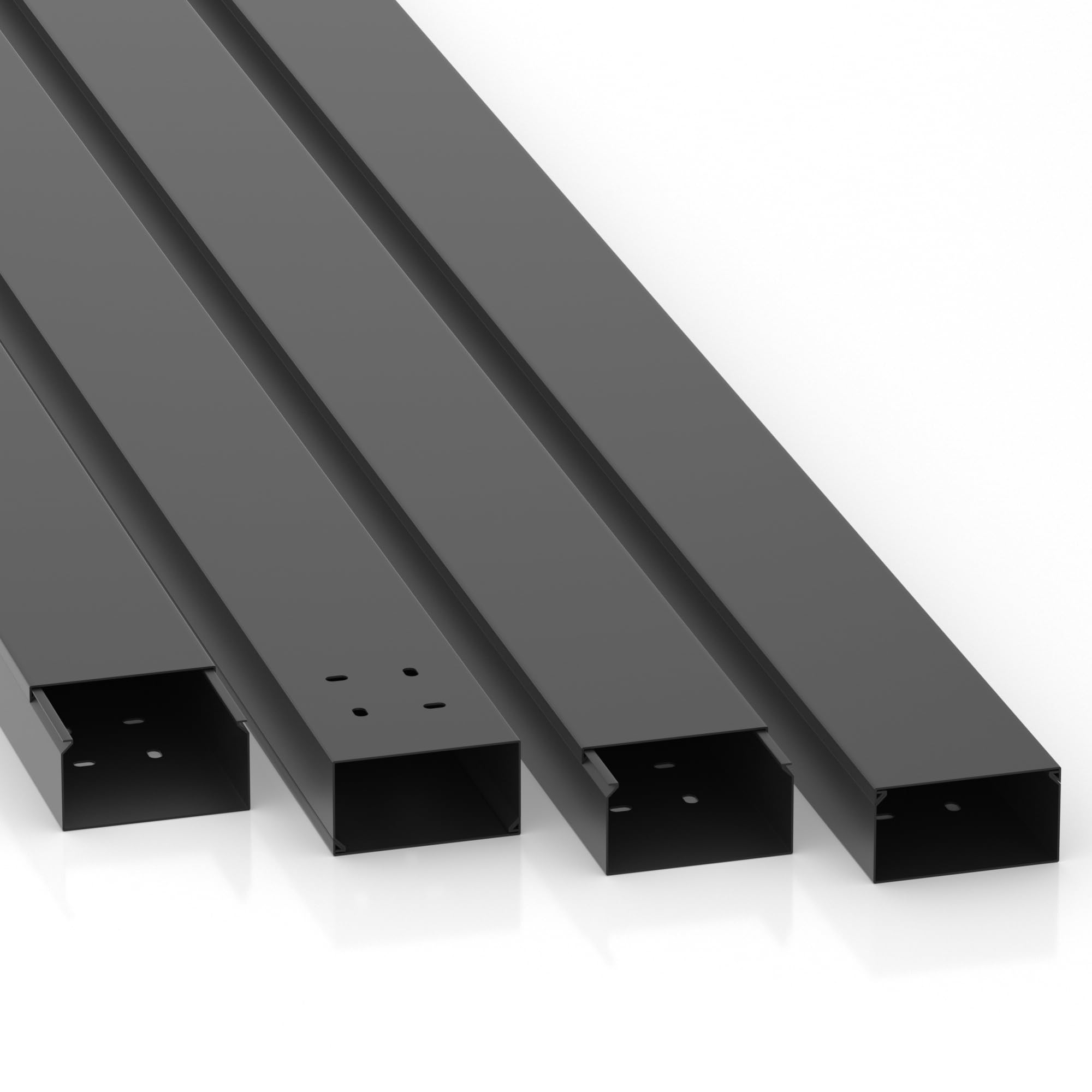 Kabelkanal Pro mit Bodenlochung, Kabelschacht 10m 80x40mm - 5x2m, Black - Schwarz