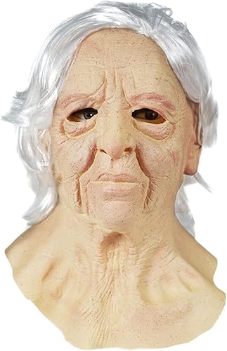 Máscara realista de hombre anciano, cubierta facial de Halloween, máscara de látex visible para la cabeza, máscara novedosa para disfraz de fiesta