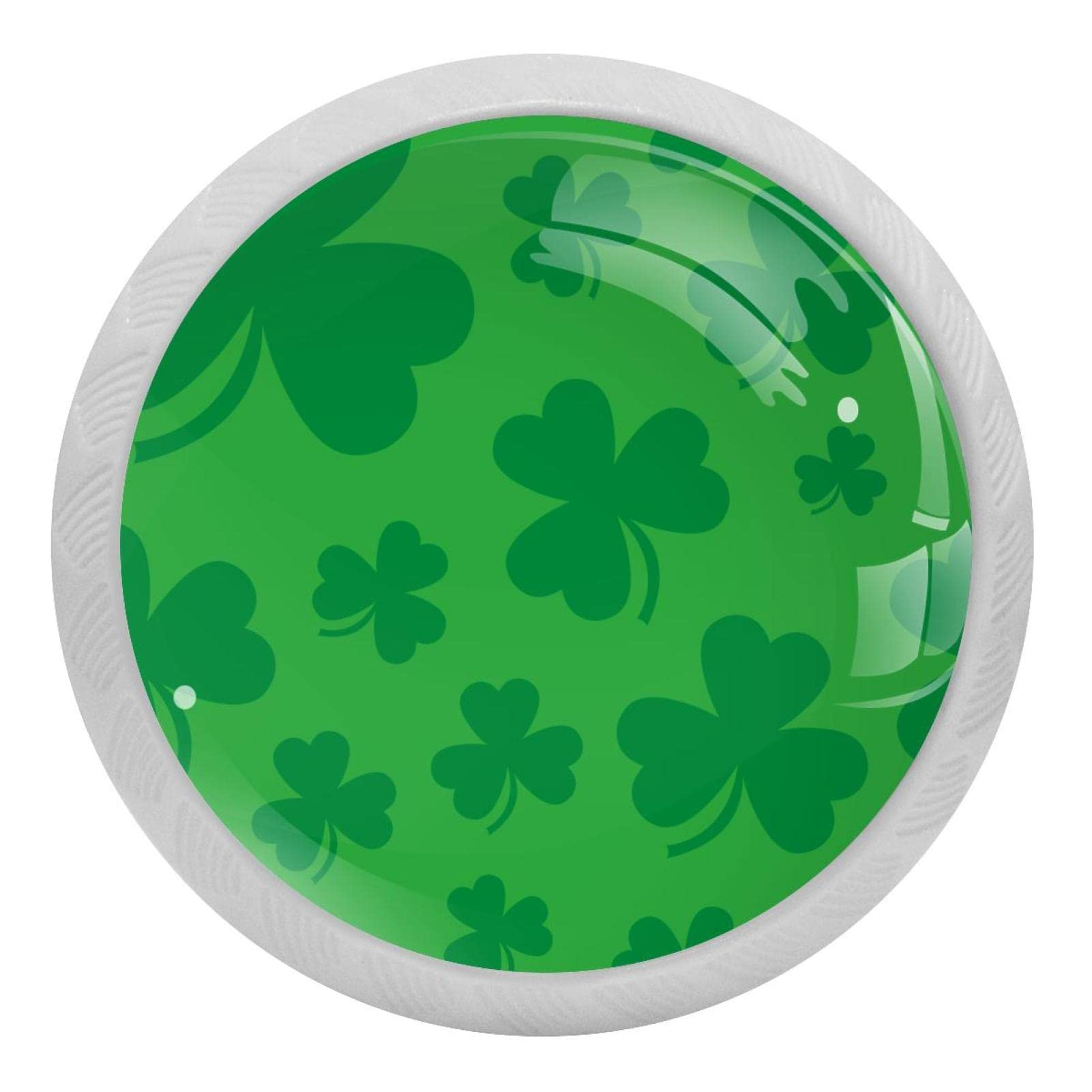 Poignées rondes de cuisine trèfle irlandais fluorescentes lot de 4