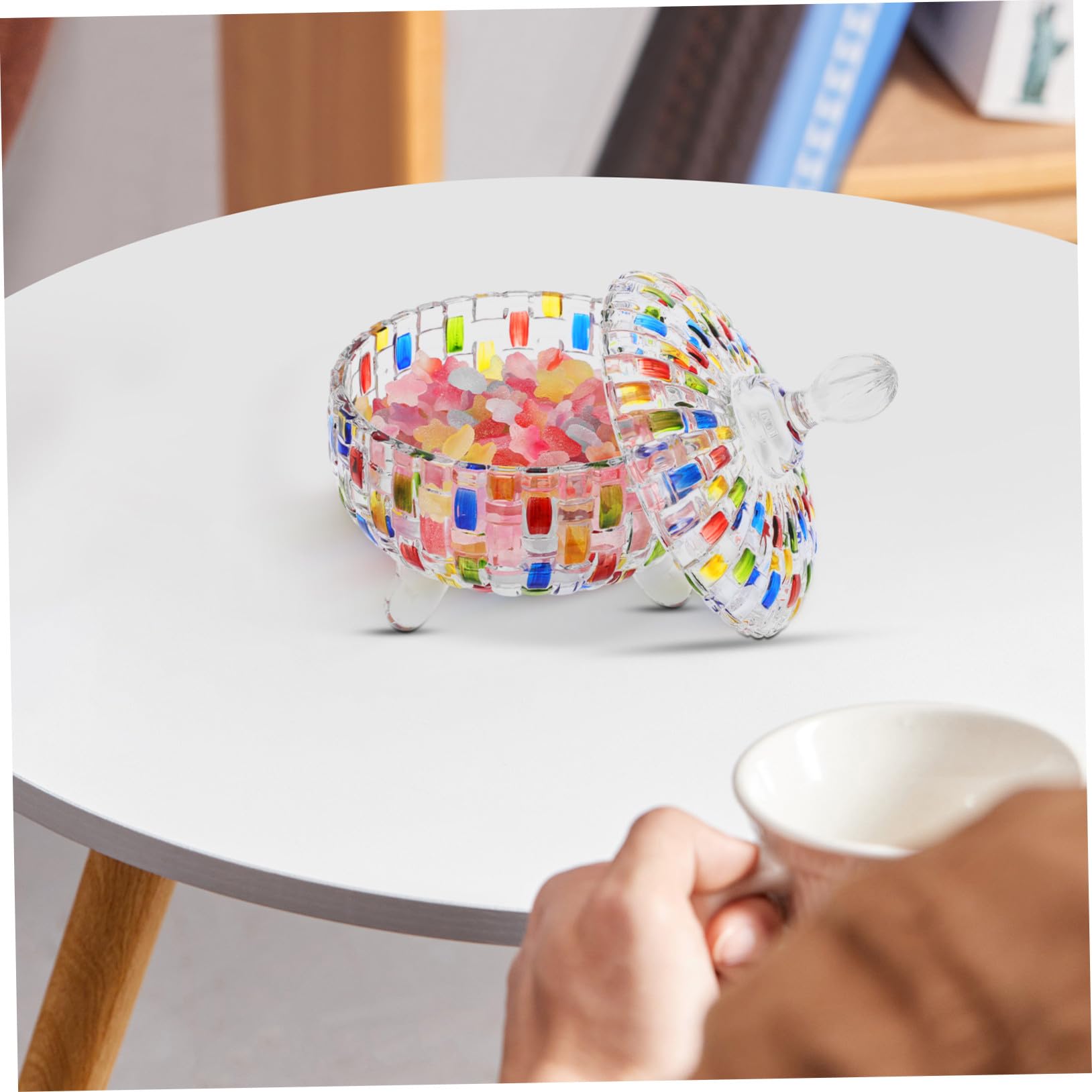 OUNONA Bonboniere aus Glas mit Deckel, Vintage Bonbonglas Bunt | Tee und Snacks, Transparentes Glas, Elegante Optik mit Dichtem Verschluss