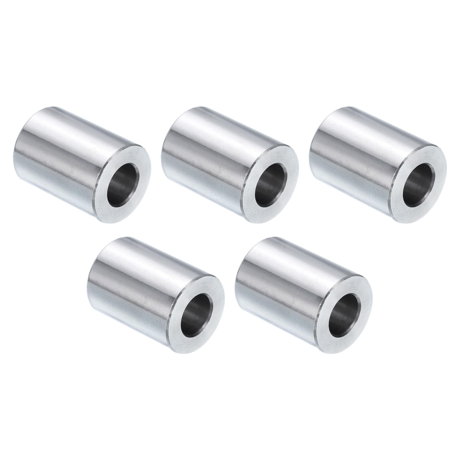 uxcell 5pcs Stainless Steel Spacer 3/8" Bore x 3/4" OD x 1" Length Screw Standoff Bushing Plain Finish Round Metal Spacer for 3/8 Screws Bolts and Rods