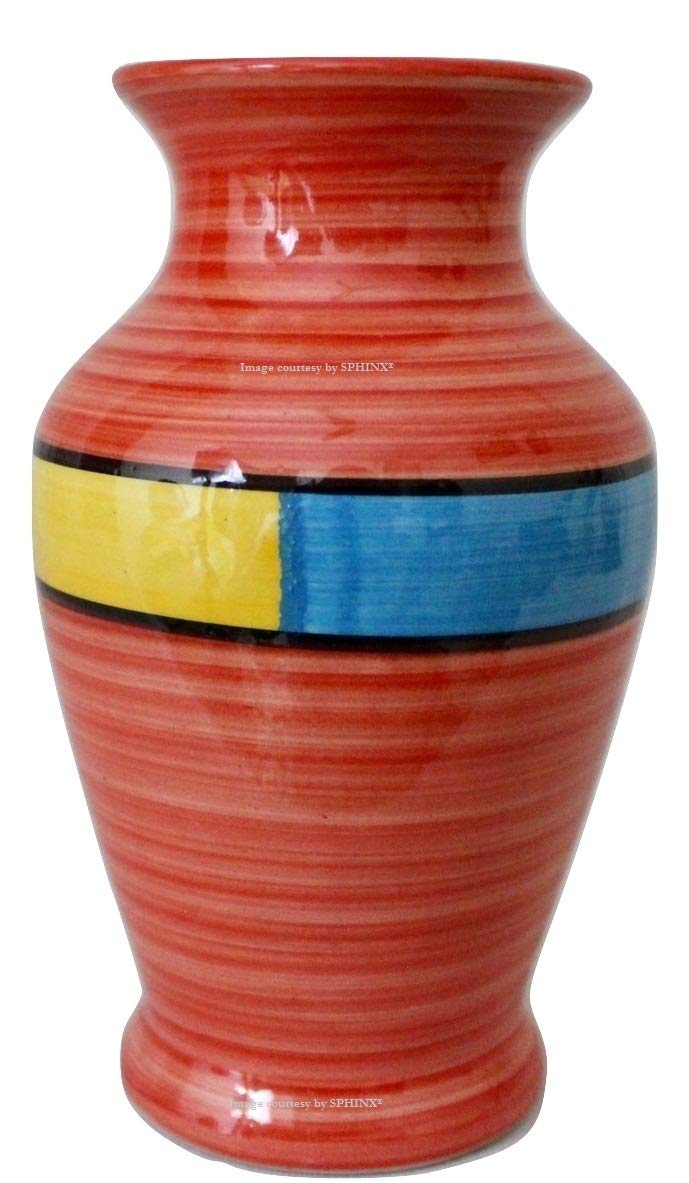 SPHINX Table Top Ceramic Vase for decor - 1 piece (Height: Approx. 7 Inches/18 cms) - (Red)