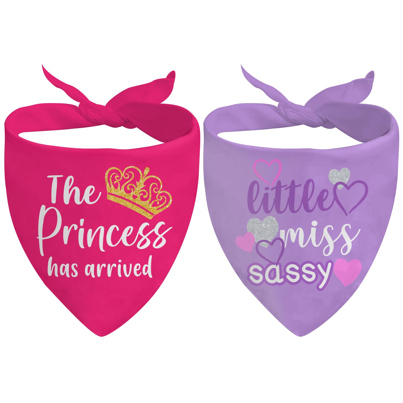 2Pcs Dog Bandanas for Puppy Small Large, Princess Sassy Pet Scarf Gifts for Dog Lovers, Clothing & Accessories for Dogs, Gift for Dogs Birthday