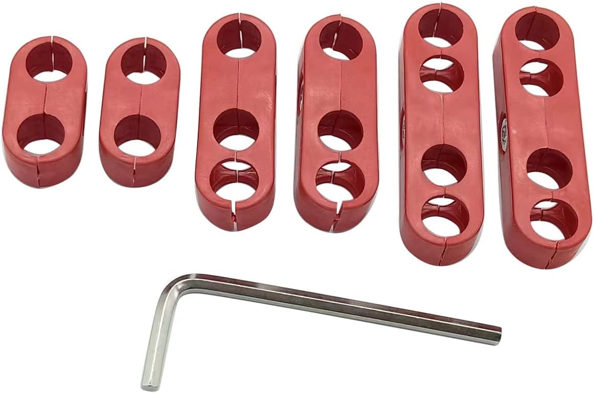 6 PCS/SET 7mm 8mm Spark Plug Wire Separators Dividers Looms Red Colour Fits for Mopar Ford Chevy Mustang