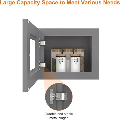 Miniatura 5 de LOVMOR Armarios de pared, botiquines con puertas de cierre suave, muebles decorativos para salas de estar, dormitorios, cocinas, lavaderos (vidrio