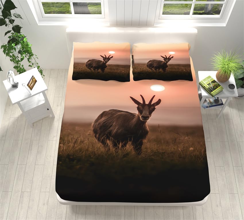 Sabanas 150X190 Ciervo Bedding Juego De Sabanas 3 Piezas - Poliéster Microfibra Cepillada Funda Colchon - Hipoalergenica Juego De Sabanas - 2 Fundas De Almohada