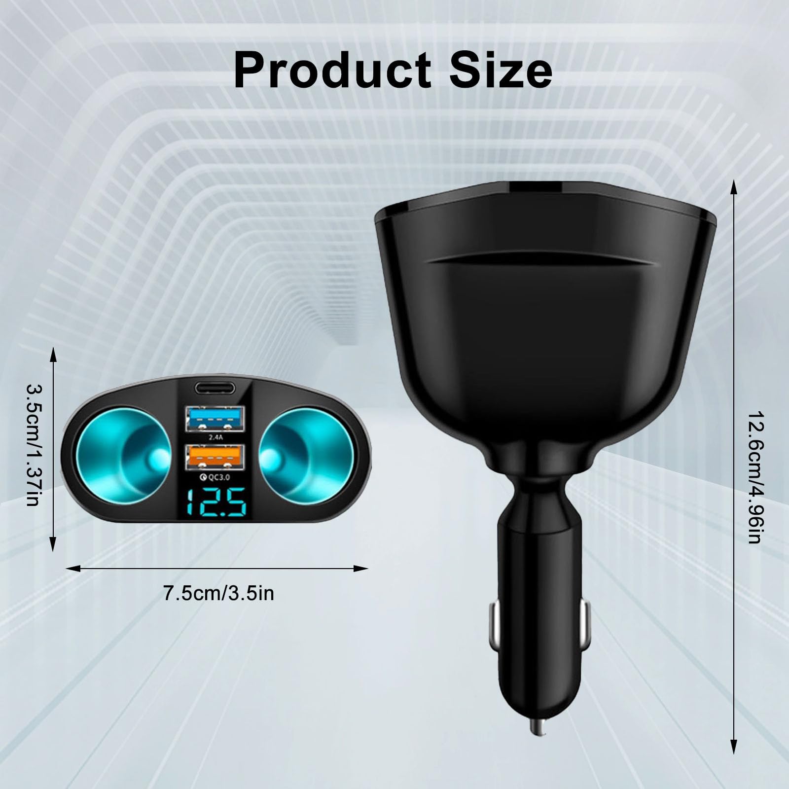 MVCUASF Car Charger Cigarette Lighter Adapter QC3.0 & PD Cigarette Lighter USB Socket Cigarette Lighter with LED Voltmeter 12V/24V Car USB Charger Splitter Fast Charging for Smart Phone GPS Dashcam - Image 2