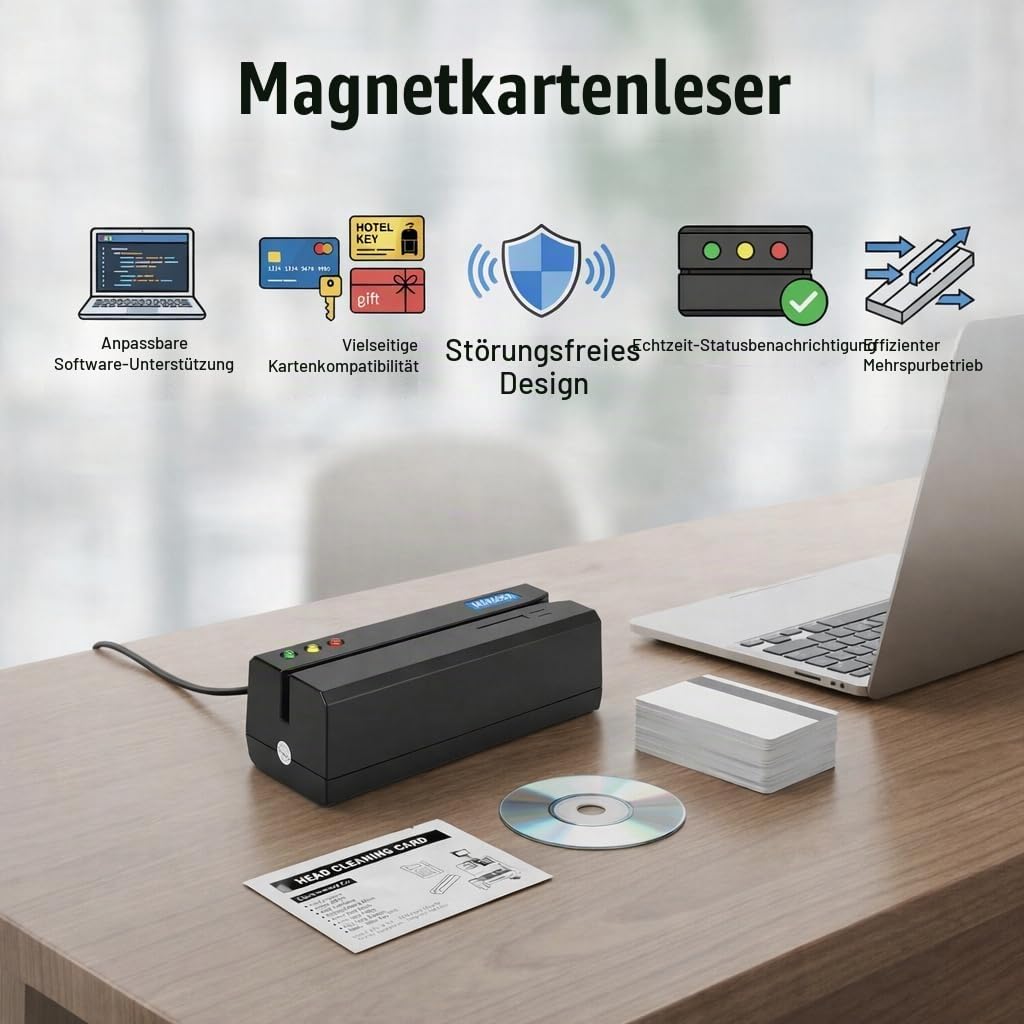 MSR605X Magnetstreifenkartenleser, USB-Encoder, 3 Spuren, Lesen, Schreiben, Spur 1, 2, 3, mit LED-Anzeige, Summer