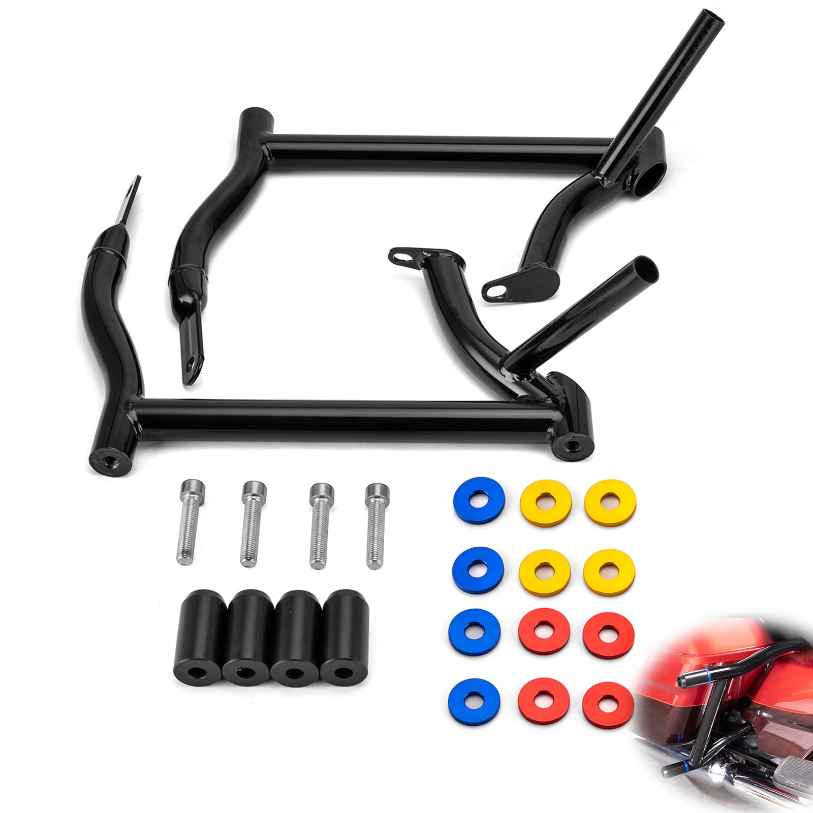 Rear Hard Saddlebag Guard Crash Bars For Harley Touring Street Road