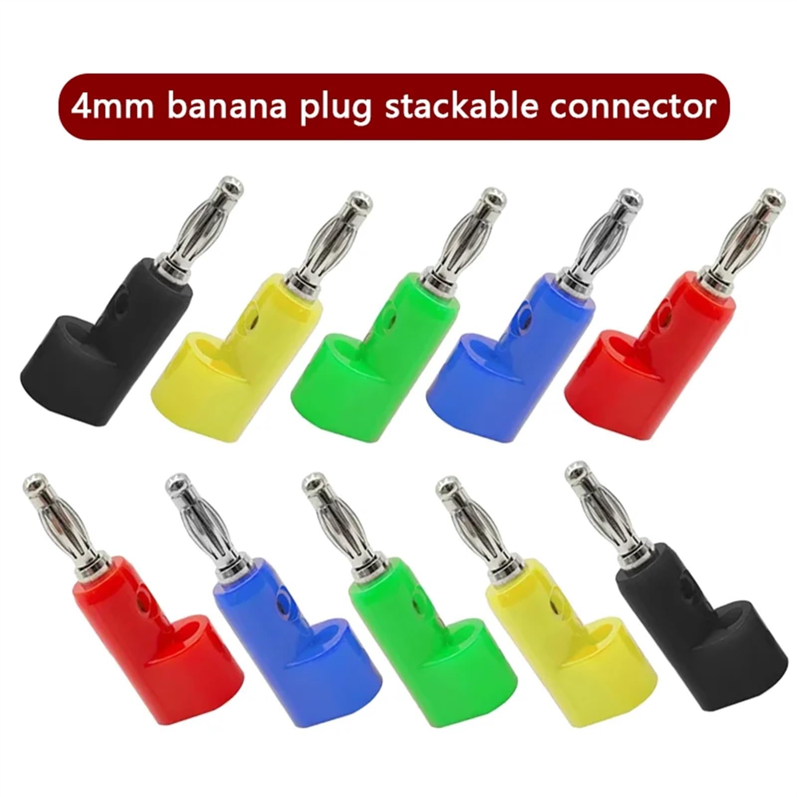 Fiche Banane empilable 4MM, connecteur électrique à souder en cuivre nickelé, 40 pièces/lot (Color : 20 Red 20 Black)